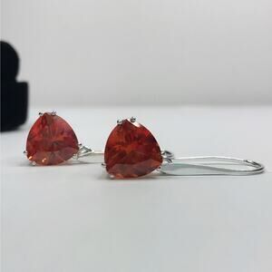 Beautiful 7ctw Trillion Cut Padparadscha Sapphire Earrings Orange Sapphire